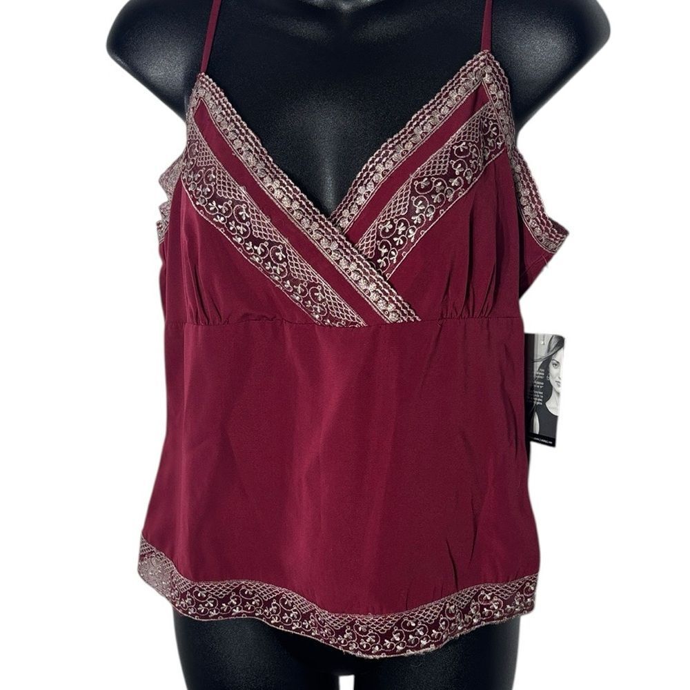 Vintage Y2K Deadstock babydoll boxy crop tank red lace trim new whimsical